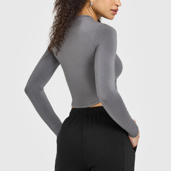 Oner Active Tops - Oner Active Women's Ash Gray Mellow Soft Mid Long Sleeve Top Size M